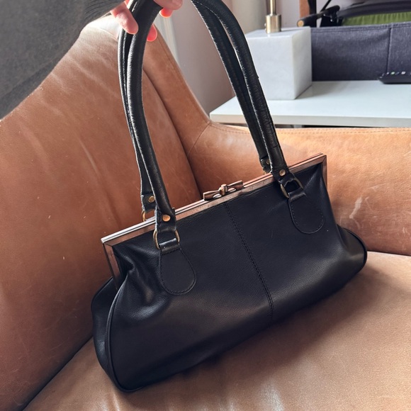 Vintage calf hair Leopard Print animal pony leather bag kisslock David Jeffery - Picture 5 of 15